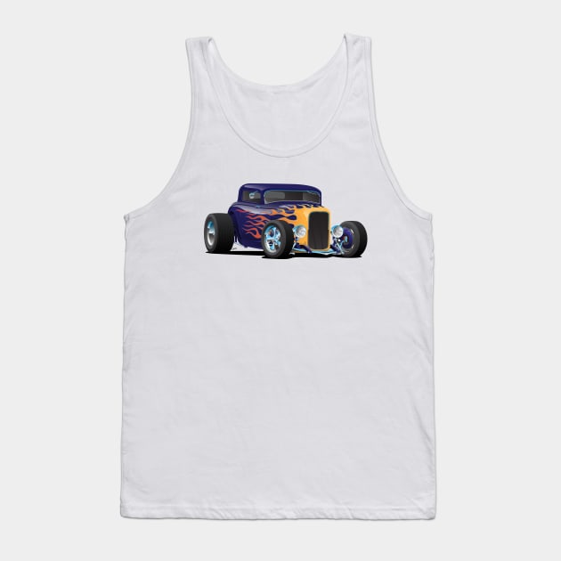 Vintage Hot Rod Car with Classic Flames Tank Top by hobrath